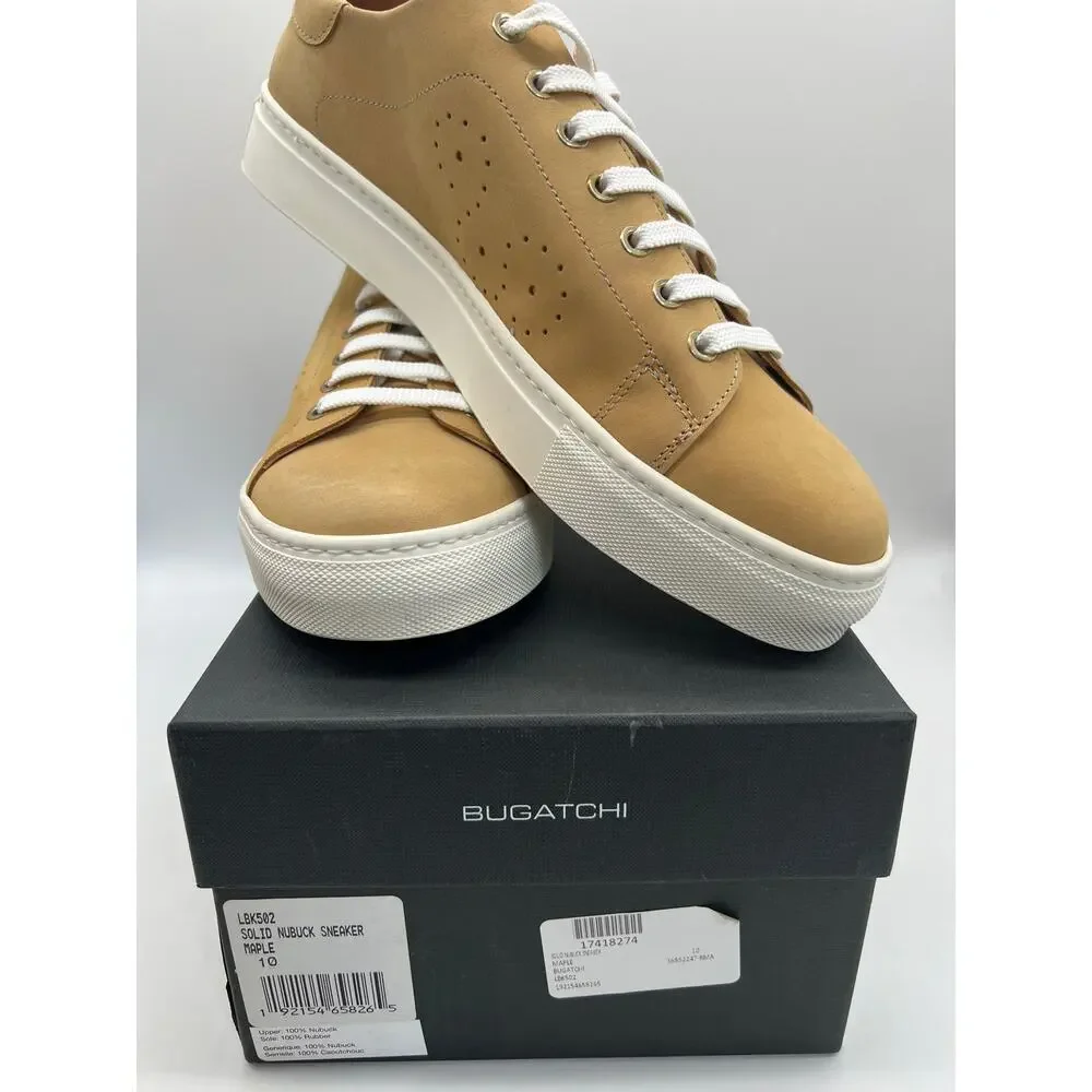 Bugatchi Solid Nubuck Leather Sneaker In Maple Size 10 NIB